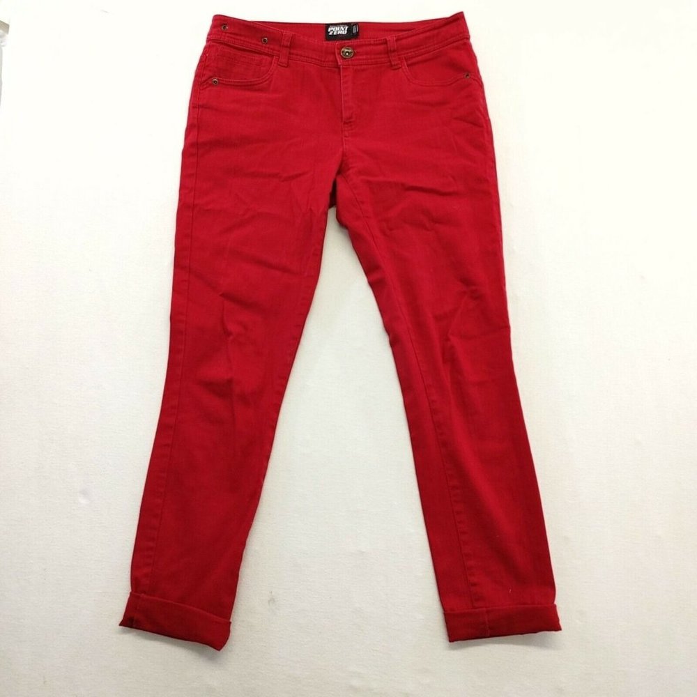 Point Zero Jambe Moulante Skinny Leg Red Jeans Women's Size 7 Stretch Cotton